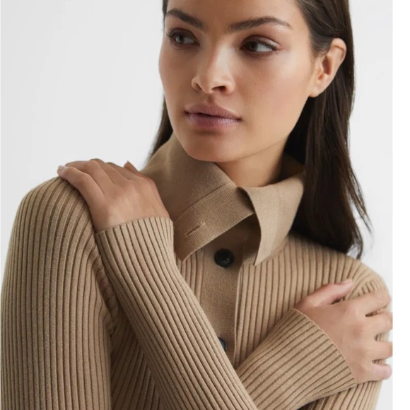 Reiss Tan Ribbed Cardigan - Picture 5 of 11